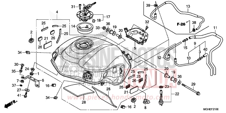 RESERVOIR A CARBURANT de VFR1200X "Crosstourer" DCT PEARL COSMIC BLACK (NHA64) 2014